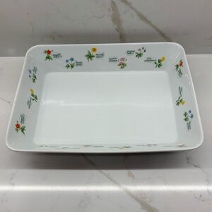 Vintage Anchor Hocking Floret 2.5 Quart Baking Dish Rectangular Floral Dish